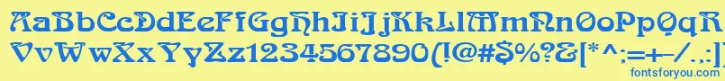 フォントLaliqueBlack – 青い文字が黄色の背景にあります。