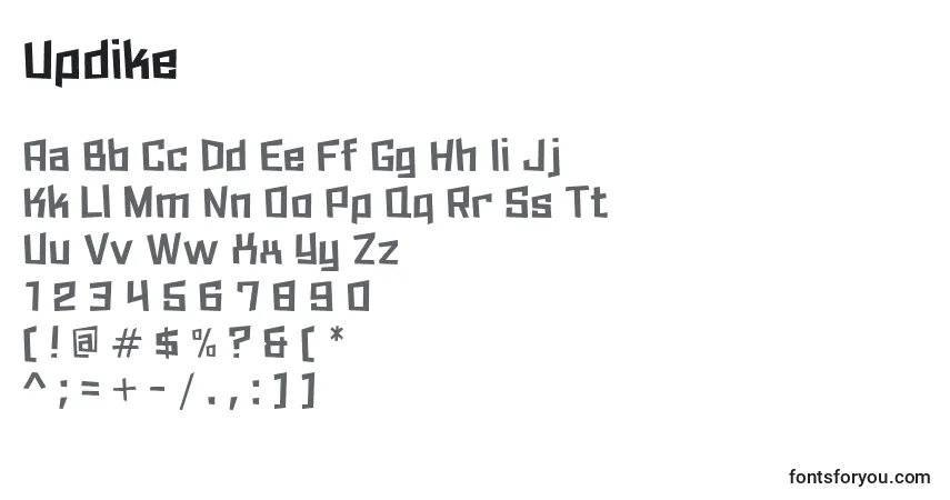 A fonte Updike – alfabeto, números, caracteres especiais