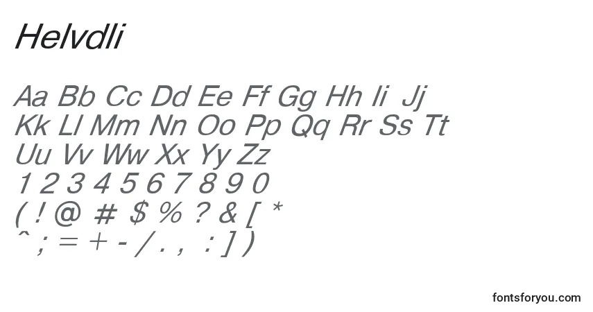 Schriftart Helvdli – Alphabet, Zahlen, spezielle Symbole