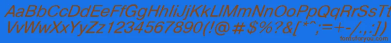 フォントHelvdli – 茶色の文字が青い背景にあります。