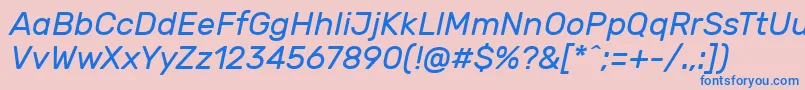 Fonte RubikItalic – fontes azuis em um fundo rosa
