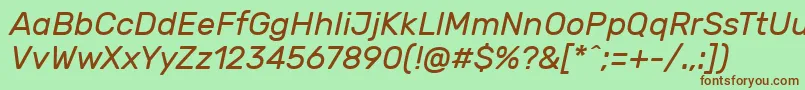 RubikItalic Font – Brown Fonts on Green Background