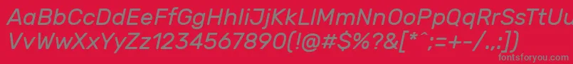 Fonte RubikItalic – fontes cinzas em um fundo vermelho