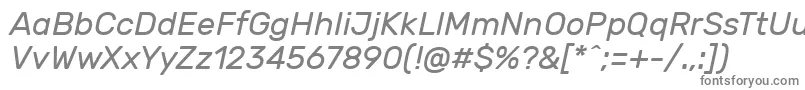 RubikItalic-fontti – harmaat kirjasimet valkoisella taustalla