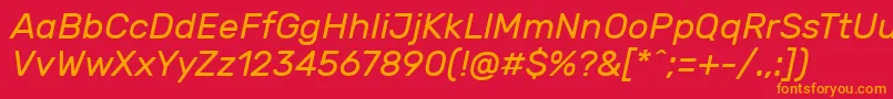 フォントRubikItalic – 赤い背景にオレンジの文字