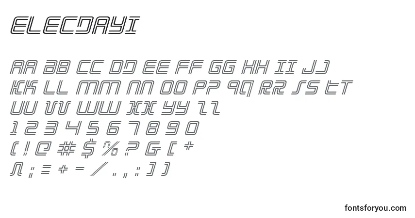 Elecdayi-fontti – aakkoset, numerot, erikoismerkit