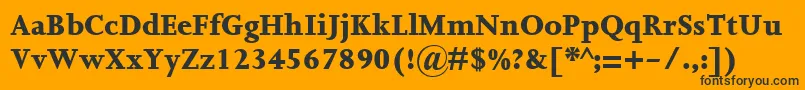 Czcionka JoannaMtExtrabold – czarne czcionki na pomarańczowym tle