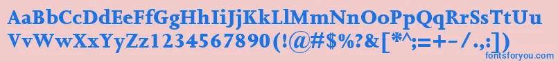フォントJoannaMtExtrabold – ピンクの背景に青い文字