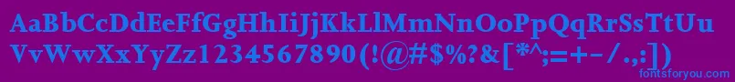 フォントJoannaMtExtrabold – 紫色の背景に青い文字