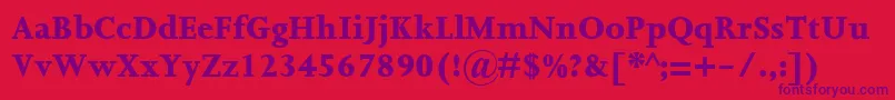 Czcionka JoannaMtExtrabold – fioletowe czcionki na czerwonym tle