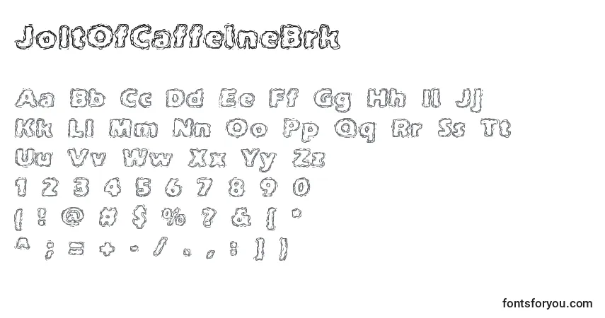 Шрифт JoltOfCaffeineBrk – алфавит, цифры, специальные символы