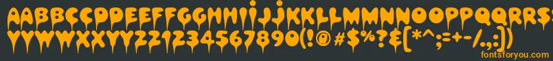 Hapshash-Schriftart – Orangefarbene Schriften auf schwarzem Hintergrund