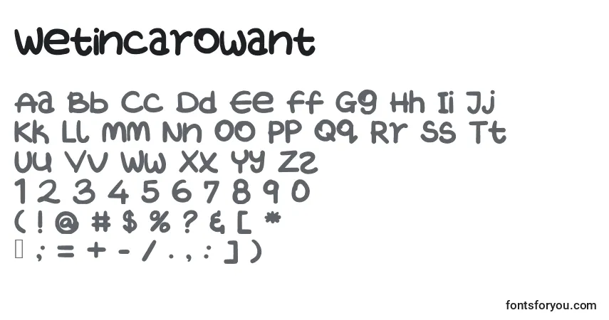 Wetincarowant Font – alphabet, numbers, special characters
