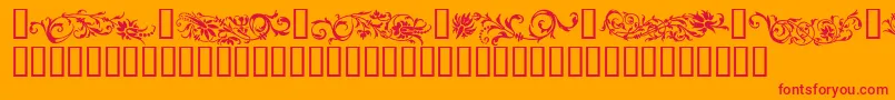 FlowerOrnaments Font – Red Fonts on Orange Background