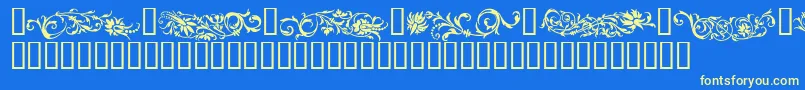 FlowerOrnaments Font – Yellow Fonts on Blue Background