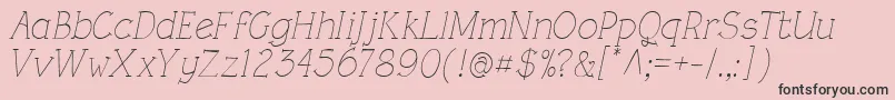 フォントRoughLtLightItalic – ピンクの背景に黒い文字