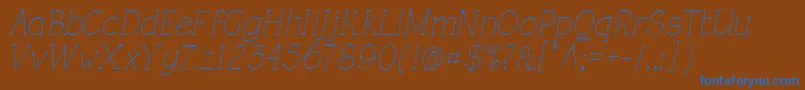 Saiba mais sobre a fonte RoughLtLightItalic Fonte RoughLtLightItalic – fontes azuis em um fundo marrom