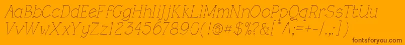 RoughLtLightItalic-Schriftart – Braune Schriften auf orangefarbenem Hintergrund