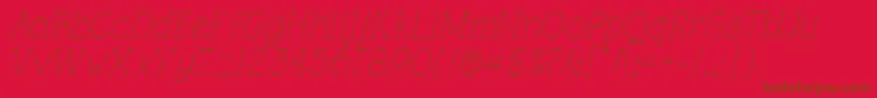 RoughLtLightItalic-Schriftart – Braune Schriften auf rotem Hintergrund