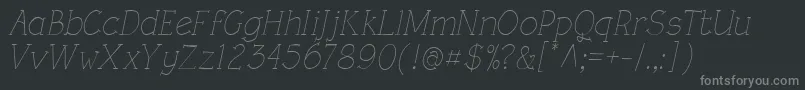 RoughLtLightItalic Font – Gray Fonts on Black Background