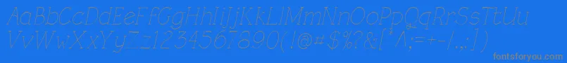 RoughLtLightItalicフォントについての詳細 フォントRoughLtLightItalic – 青い背景に灰色の文字