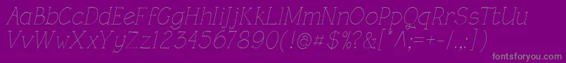 RoughLtLightItalic-Schriftart – Graue Schriften auf violettem Hintergrund