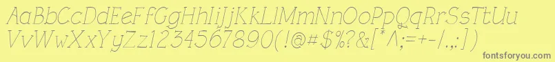 RoughLtLightItalic Font – Gray Fonts on Yellow Background