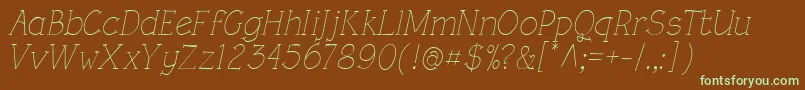 Шрифт RoughLtLightItalic – зелёные шрифты на коричневом фоне