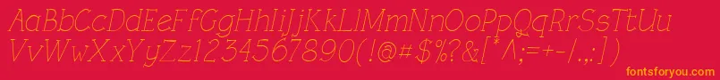 More about RoughLtLightItalic Font RoughLtLightItalic Font – Orange Fonts on Red Background