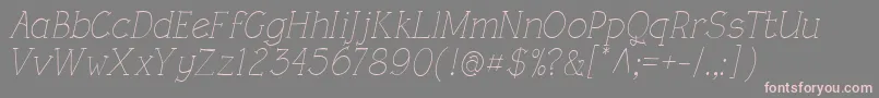 RoughLtLightItalic-Schriftart – Rosa Schriften auf grauem Hintergrund
