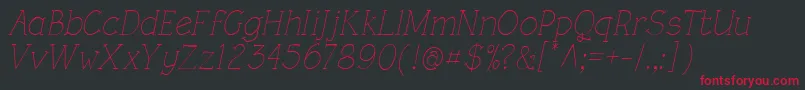 RoughLtLightItalic-Schriftart – Rote Schriften auf schwarzem Hintergrund