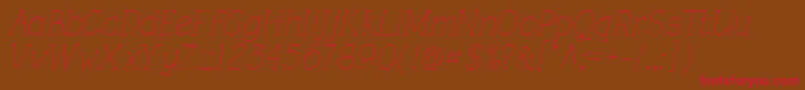 RoughLtLightItalic-Schriftart – Rote Schriften auf braunem Hintergrund