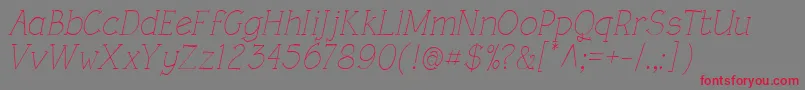 Fonte RoughLtLightItalic – fontes vermelhas em um fundo cinza