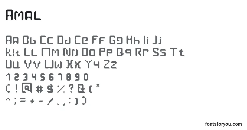 Schriftart Amal – Alphabet, Zahlen, spezielle Symbole
