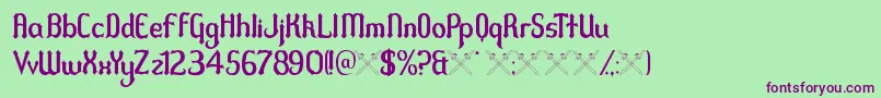 Duel Font – Purple Fonts on Green Background