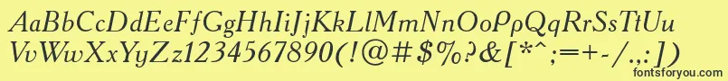 AcademyacttItalic Font – Black Fonts on Yellow Background