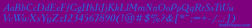 フォントAcademyacttItalic – 紫色の背景に青い文字