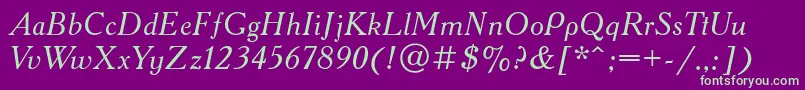 AcademyacttItalic Font – Green Fonts on Purple Background