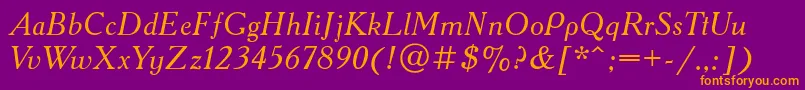 AcademyacttItalic Font – Orange Fonts on Purple Background