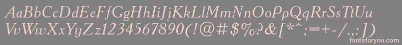 フォントAcademyacttItalic – 灰色の背景にピンクのフォント