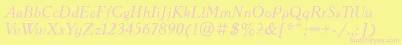 AcademyacttItalic Font – Pink Fonts on Yellow Background