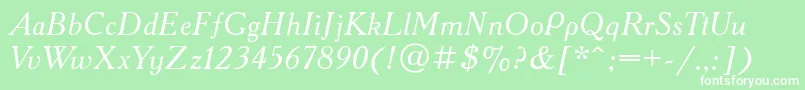 フォントAcademyacttItalic – 緑の背景に白い文字