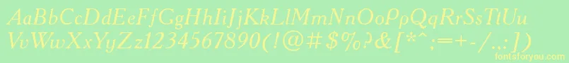 AcademyacttItalic Font – Yellow Fonts on Green Background