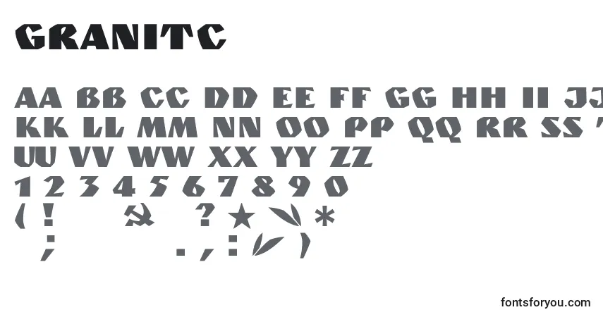 A fonte Granitc – alfabeto, números, caracteres especiais