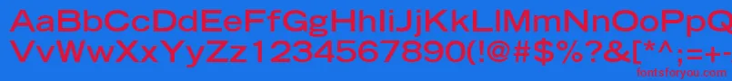 TradeGothicLtBoldExtended Font – Red Fonts on Blue Background