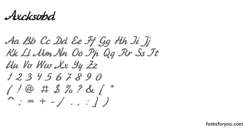 Schriftart Axcksvbd – Alphabet, Zahlen, spezielle Symbole