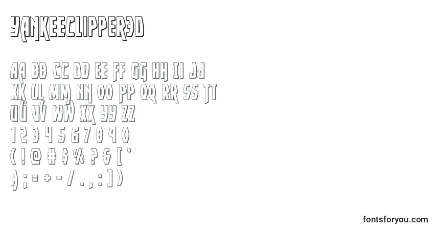 Czcionka Yankeeclipper3D – alfabet, cyfry, specjalne znaki