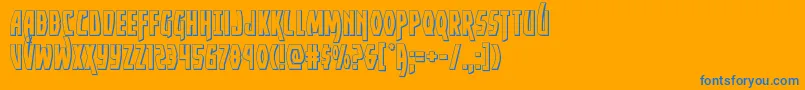 Yankeeclipper3D-Schriftart – Blaue Schriften auf orangefarbenem Hintergrund