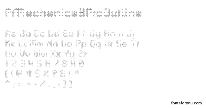 Schriftart PfMechanicaBProOutline – Alphabet, Zahlen, spezielle Symbole