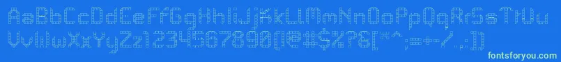 PfMechanicaBProOutline Font – Green Fonts on Blue Background